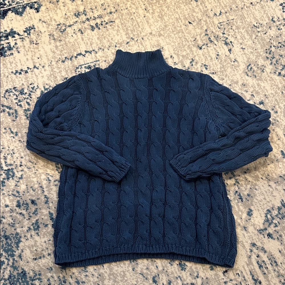L.L. Bean Cable Knit fisherman Turtleneck Sweater 100% cotton